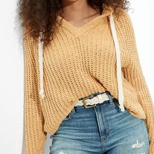 American Eagle Chenille Cropped Hooded Sweater Size M